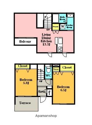 CASA MICHI(2LDK/1階)の間取り写真