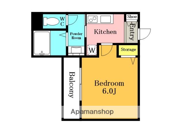 MARK DUO塚越Ⅲ(1K/1階)の間取り写真