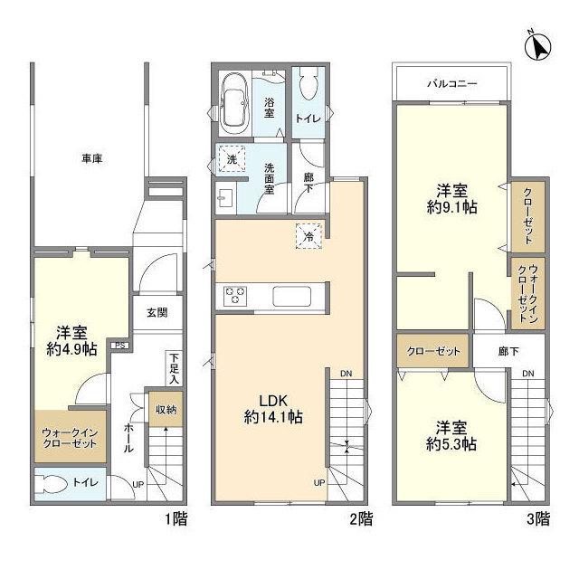 京浜東北・根岸線 蕨駅 徒歩22分 3階建 築2年(3LDK)の間取り写真