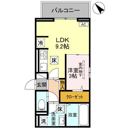 クレシア武蔵浦和(1LDK/1階)の間取り写真