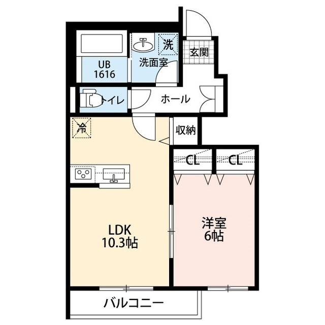 コントレイルⅠ(1LDK/1階)の間取り写真