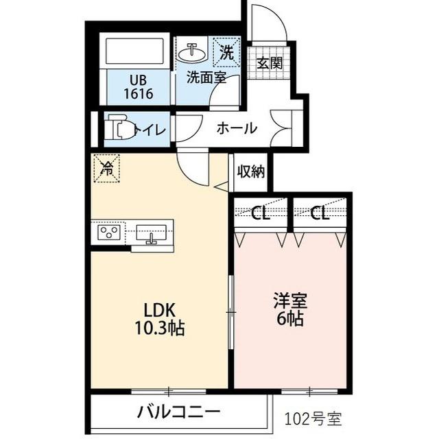 コントレイルⅡ(1LDK/1階)の間取り写真