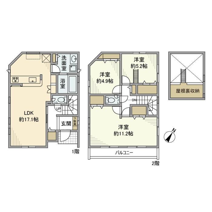埼京線 武蔵浦和駅 徒歩9分 2階建 築3年(3LDK)の間取り写真