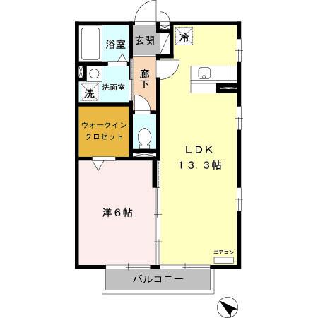 イーストコート(1LDK/2階)の間取り写真