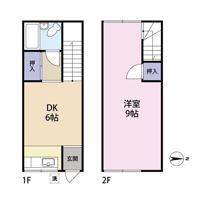 アムス浦和B(1DK/2階)の間取り写真
