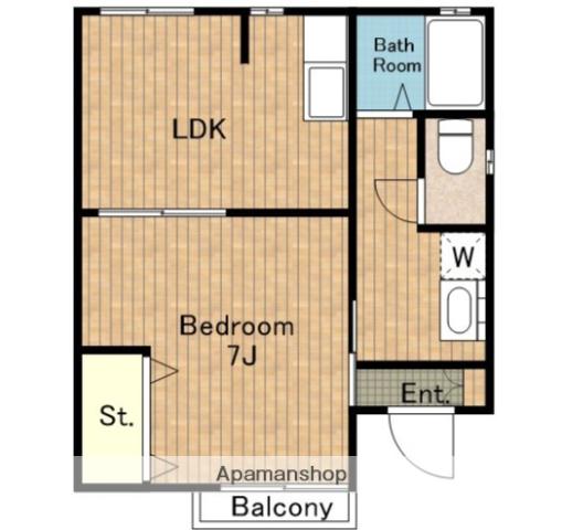 芝コート(1LDK/2階)の間取り写真