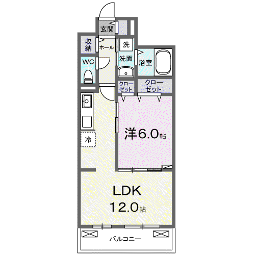 AMRITA Ⅴ(1LDK/3階)の間取り写真