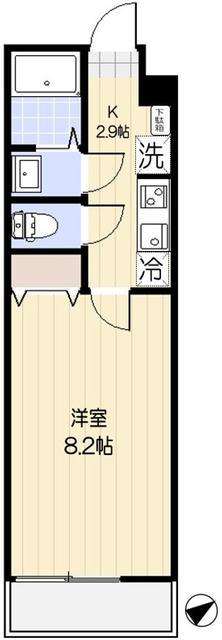 エクセラン東浦和(1K/2階)の間取り写真