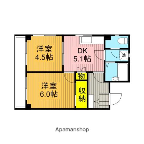 京浜東北・根岸線 南浦和駅 徒歩18分 3階建 築35年(2DK/2階)の間取り写真