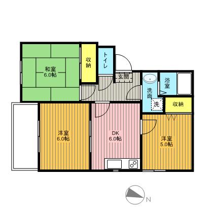 ヴァンベールグランデ(3DK/2階)の間取り写真