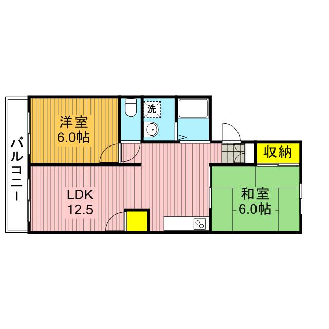 サンパークハイツ(2LDK/3階)の間取り写真