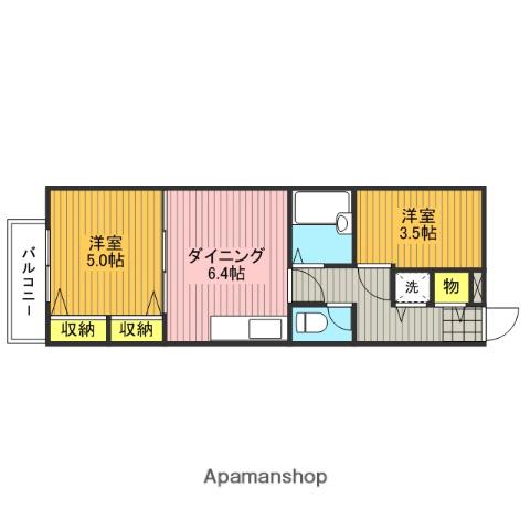 メープルコート芝(1LDK/2階)の間取り写真