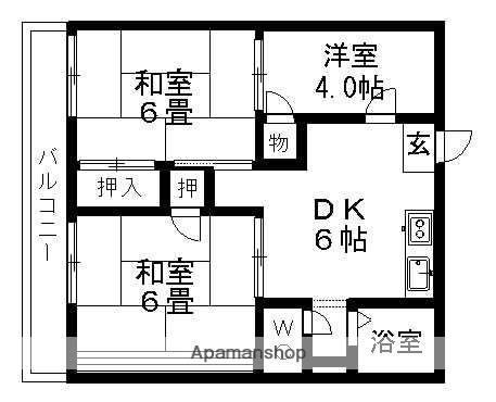 ハイツ稲荷越A(3DK/1階)の間取り写真