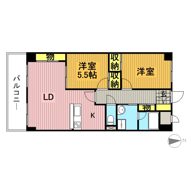 SANTA ROSE(2LDK/3階)の間取り写真