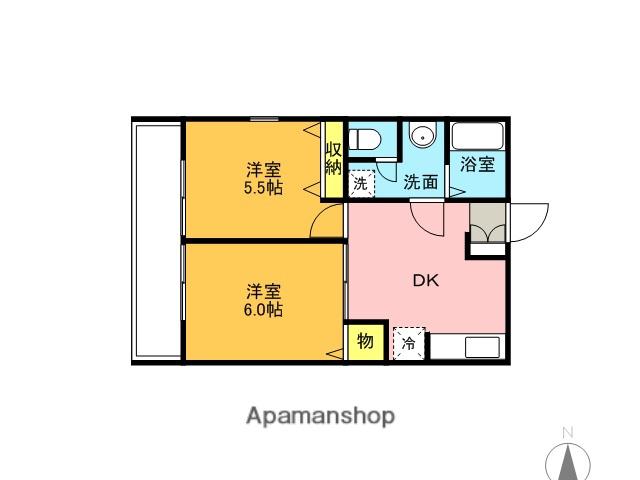 アーシア七番館(2DK/2階)の間取り写真