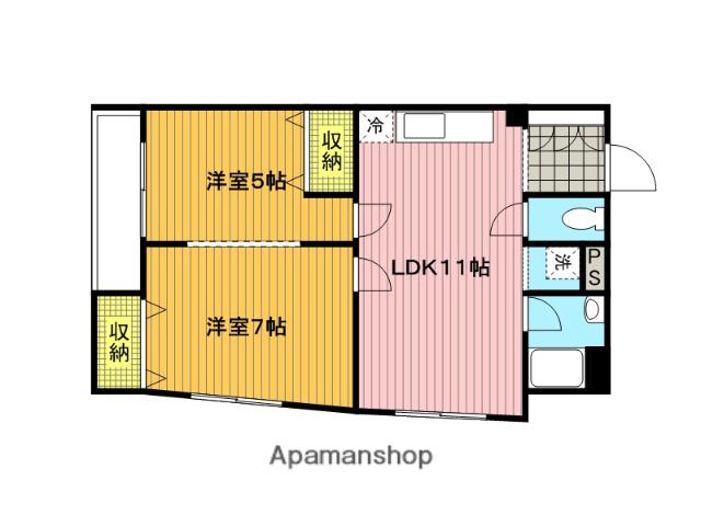 長井ビル(2LDK/4階)の間取り写真