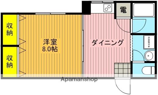 都屋ビル(1DK/4階)の間取り写真