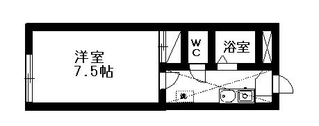 メインシティガーデン弐番館(1K/2階)の間取り写真