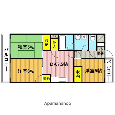 ラ・ティーグル(3DK/2階)の間取り写真