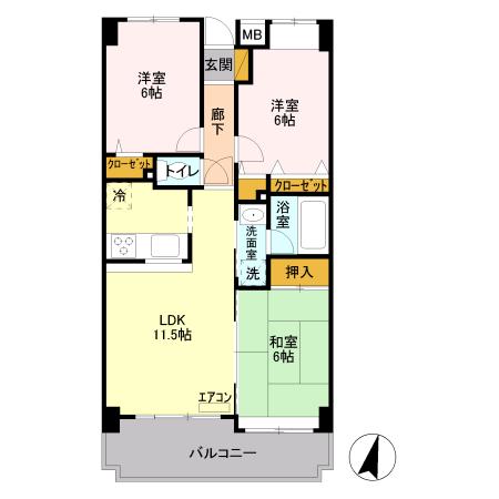 ブリリアント(3LDK/4階)の間取り写真