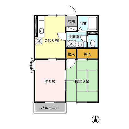 サンボナール 南館(2DK/1階)の間取り写真