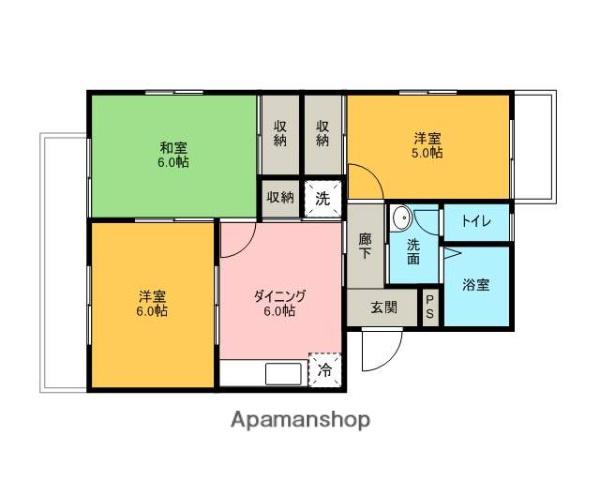 ウエルネス423(3DK/2階)の間取り写真