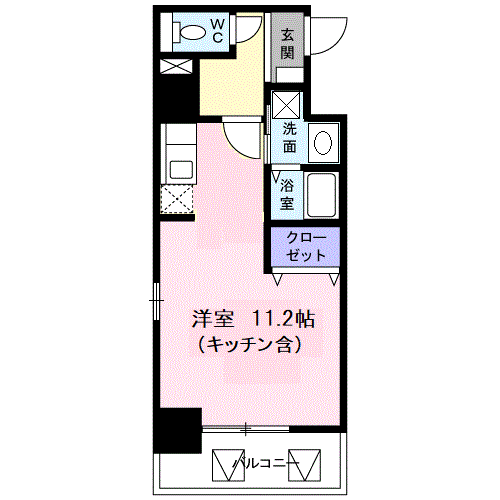 メルヴェーユ(1K/4階)の間取り写真