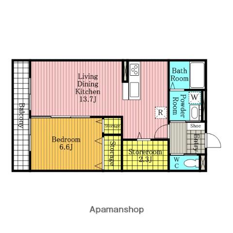 リッツハウス(1LDK/3階)の間取り写真