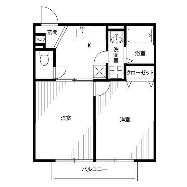 アムールHORINOUCHI(2K/2階)の間取り写真
