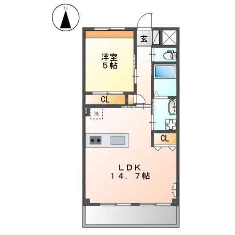 ファーストプラザ・西大宮(1LDK/1階)の間取り写真