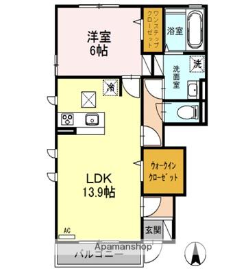 オルキスI(1LDK/1階)の間取り写真