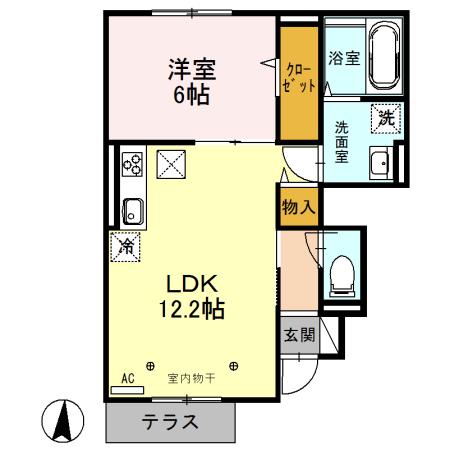 グランデⅠ(1LDK/1階)の間取り写真