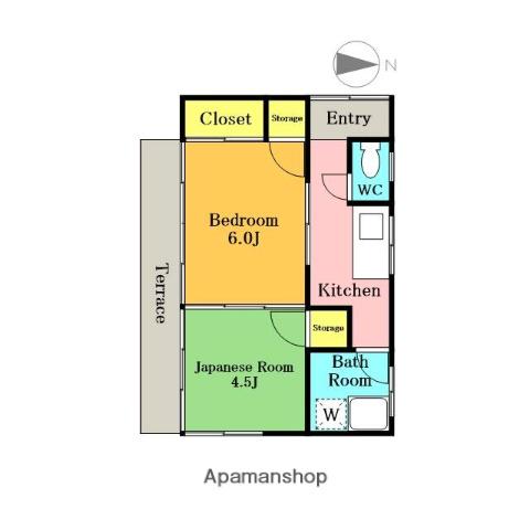 京浜東北・根岸線 大宮駅(埼玉) バス乗車時間：14分 三橋６バス停で下車 徒歩3分 1階建 築48年(2K)の間取り写真