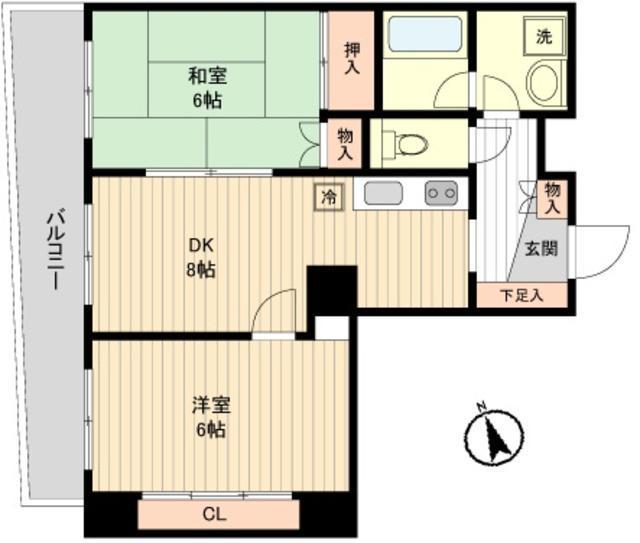 すずらん館(2DK/6階)の間取り写真