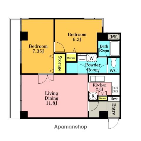 秩父ビル(2LDK/4階)の間取り写真