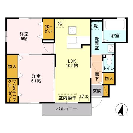 ウィット三橋(2LDK/1階)の間取り写真