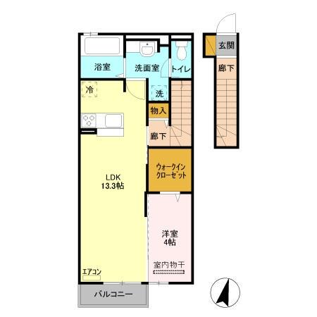 GRACE(1LDK/2階)の間取り写真