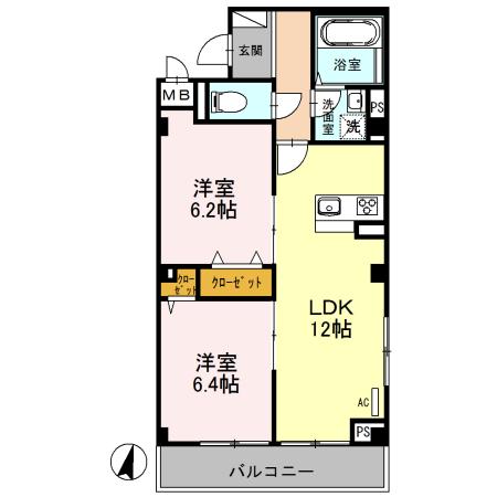エクセレントヒルズ(2LDK/2階)の間取り写真