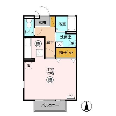 クレールⅠ(ワンルーム/1階)の間取り写真