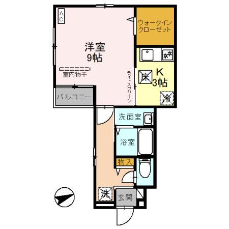 イスタナ・リア(1K/1階)の間取り写真