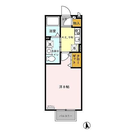 ガーデンクレール(1K/2階)の間取り写真