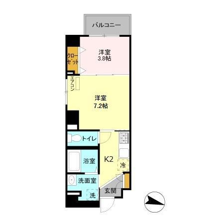 ラフィーネ大宮(2K/2階)の間取り写真