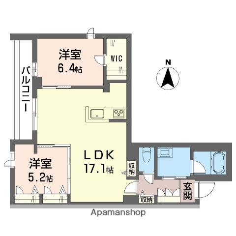 ノエル盆栽陸橋(2LDK/2階)の間取り写真