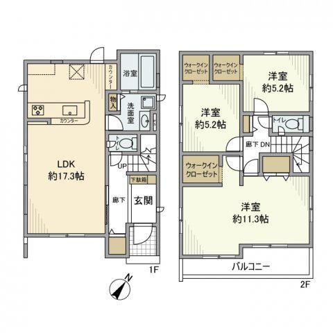 湘南新宿ライン宇須 大宮駅(埼玉) 徒歩19分 2階建 築2年(3LDK)の間取り写真