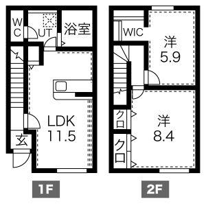コンフォート埼玉北(2LDK/1階)の間取り写真