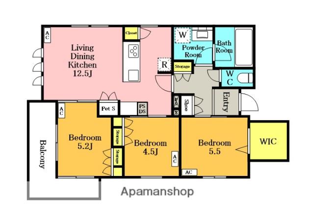ジュモー大宮(3LDK/3階)の間取り写真