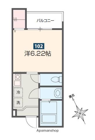 ボヌール指扇(1K/1階)の間取り写真