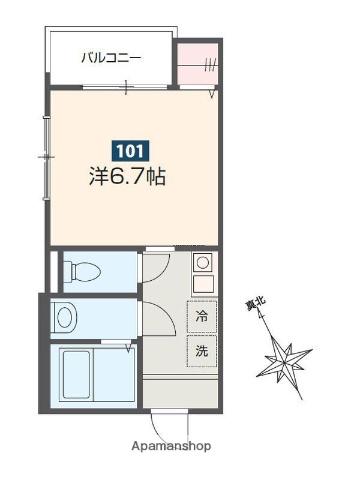 ボヌール指扇(1K/2階)の間取り写真