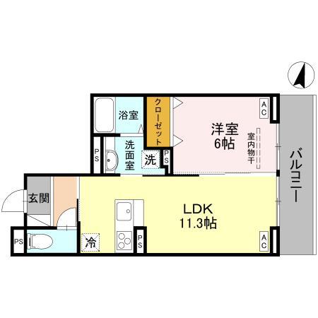 グランヴィル(1LDK/3階)の間取り写真