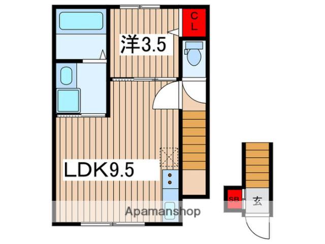ジェムストンズ東大成(1LDK/2階)の間取り写真